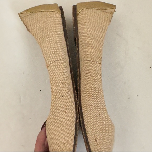 Reef Tropic Ballet Flats Womens Gold Tan Tweed Linen Slip On Almond Toe Size 9 - Picture 7 of 10